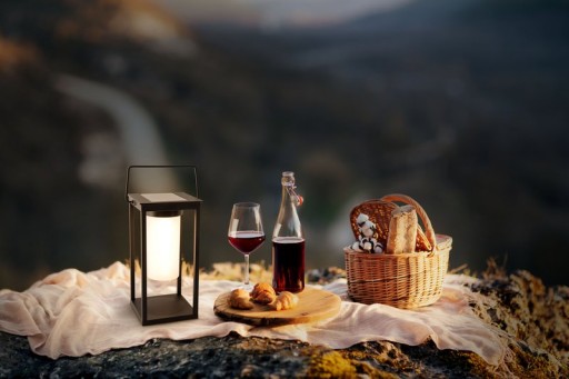 LED camping/skirting lamp H: 28cm, for outside, skirting lamp - metal and plastic in black, with integrated LED