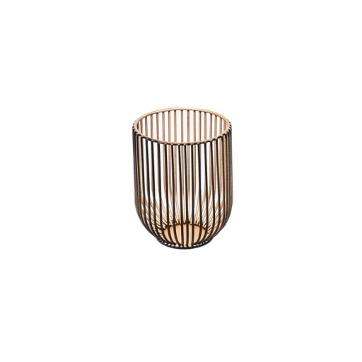 Candle holder - Metal - Black/Gold - S2 -13x13x16cm|9x9x11cm