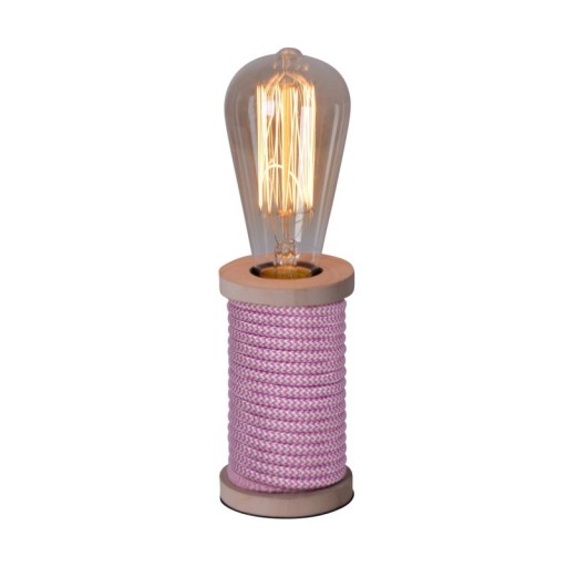 Table lamp max. 12cm high, decorative table lamp made of metal and plastic and textile material in pink white, E27 socket, table lamp for dining room, kitchen, children's room, hallway
