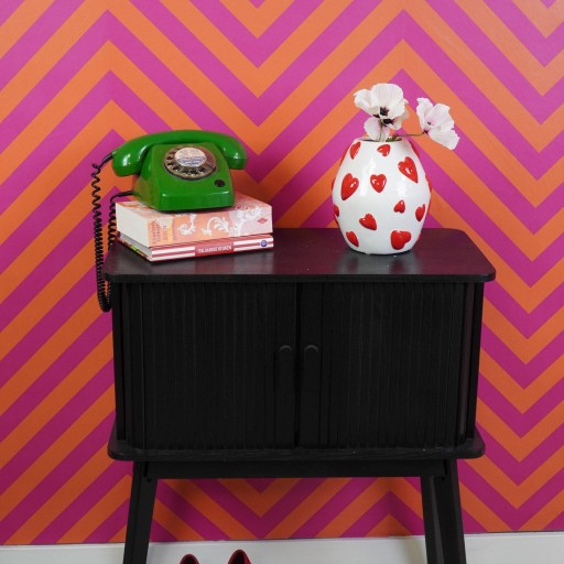 Vaas - Bloemvaasharten - Dolomiet - Wit/rood - 16x16x17,5cm