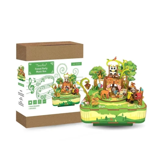 Tonecheer, Muziekdoosje, DIY 3D Houten Puzzel, Forest Party, TQ070, 14x14x15,4
