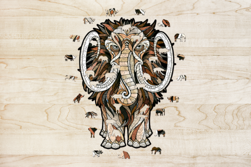 Eco Wood Art Wooden Jigsaw Puzzle Mammoth / Mastodon, 2505, 38.7x28.6x0.5cm Cardboard box