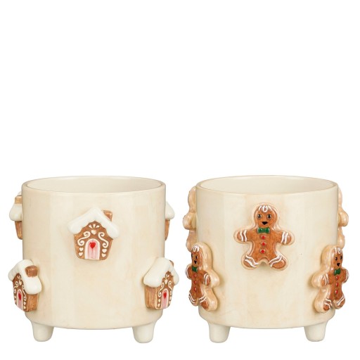 Bloempot - Assorti - H15 x Ø17 - Dolomiet - Off-white