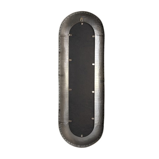 Darcio Gold Thick Iron Croco Print Mirror Oval