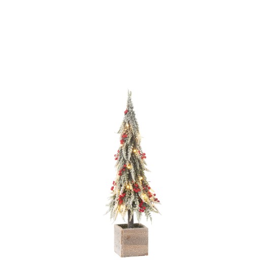 J-Line Kerstboom+Led Kunststof Sneeuw Groen/Rood Medium