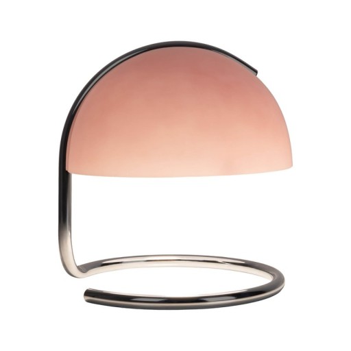 Table lamp "Burano" pink, approx. 25 cm high, Ø 23.5 cm, made of chrome -colored metal and pink glass, E27.