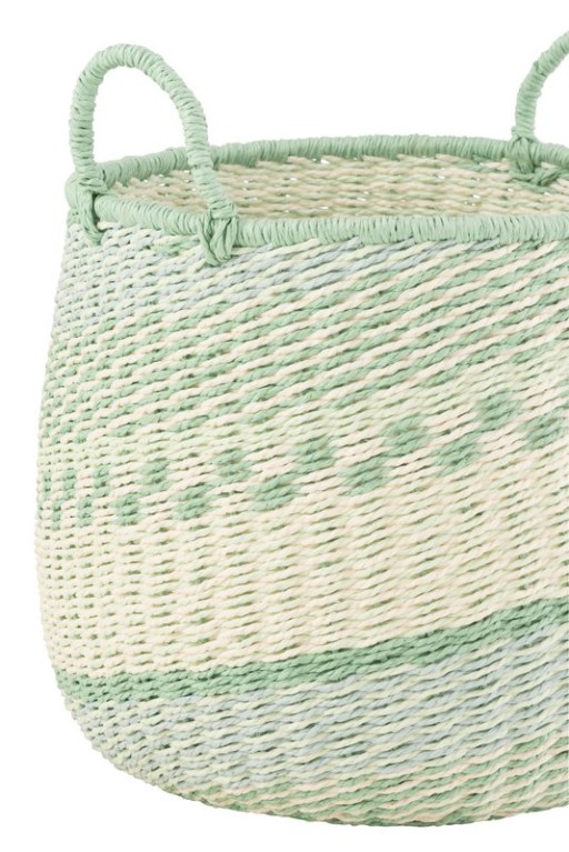 J-Line set of 2 baskets + handle - seagrass - beige/green