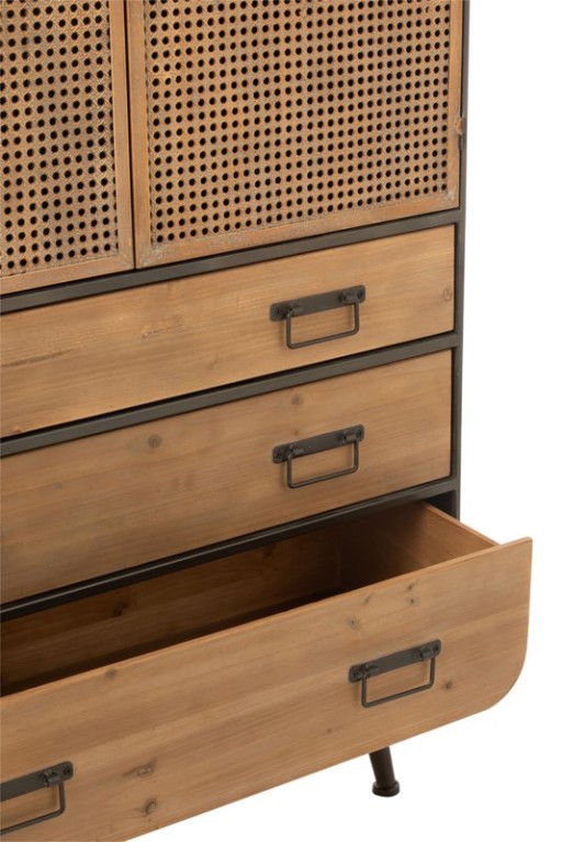 J-Line cabinet High cabinet - 3 drawers - wood/metal - natural/black