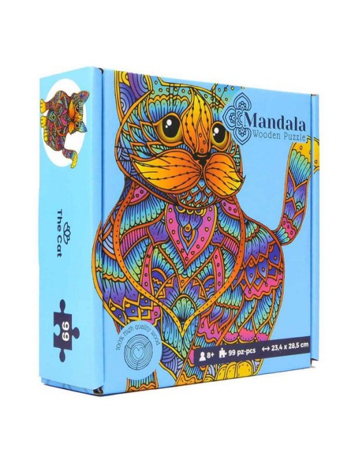 Logic Giochi Mandala Wooden Jigsaw Puzzle Cat/Cat, 23.4x28.5cm