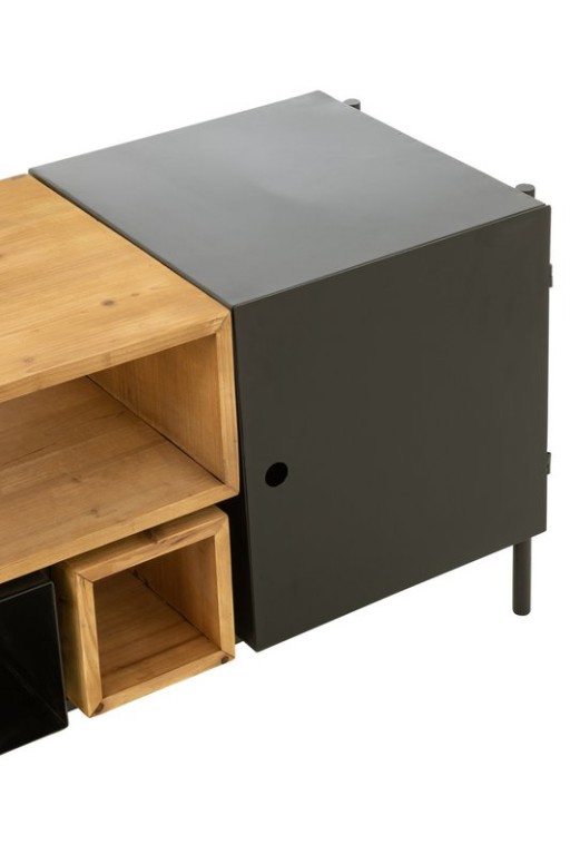 J-Line TV cabinet Tina - wood/iron - black/natural