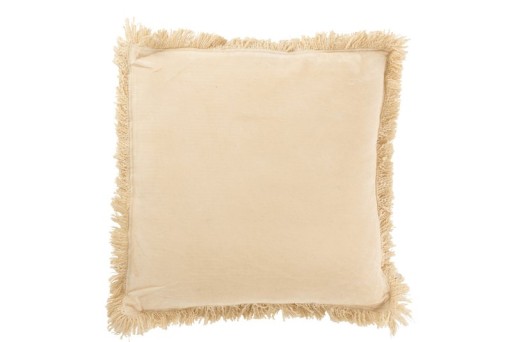 J-Line cushion Fringe - cotton/velvet - beige