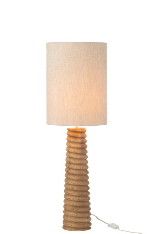 J-Line Table Lamp Screw Thread Wood Natural Gray