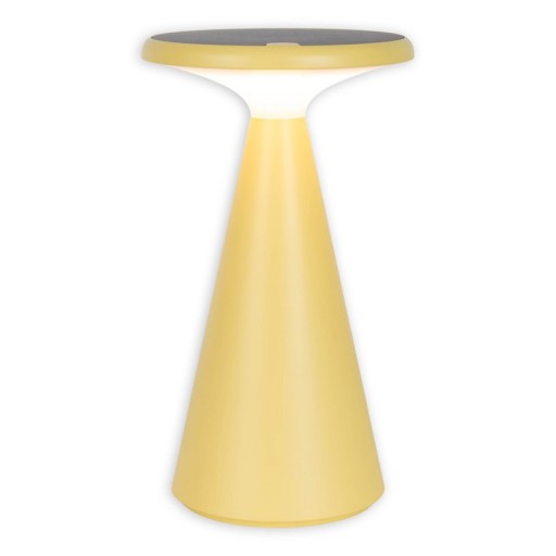 Solar battery table lamp "Palu" for outside and inside, made of plastic in yellow, 20 cm high