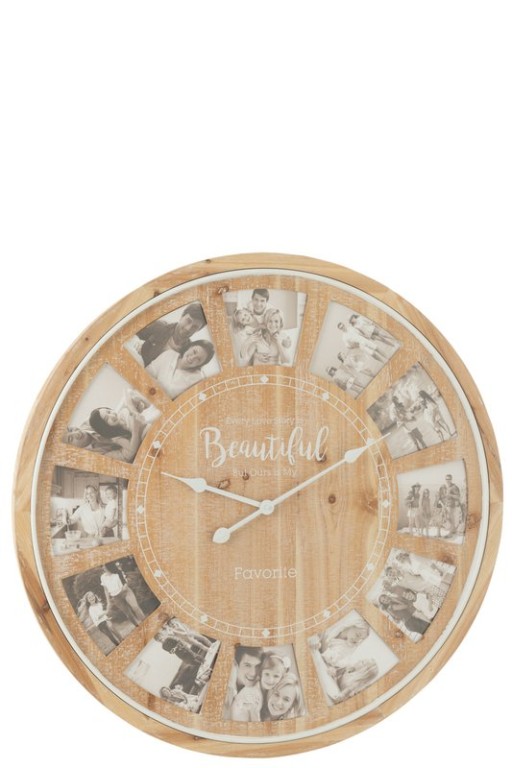 J-Line Wall Clock Photo Beautiful Mdf Natural