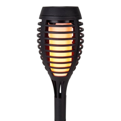3 Set LED earth spit "torch" 58 cm made of gray plastic, with integrated LED, solar light for outside
