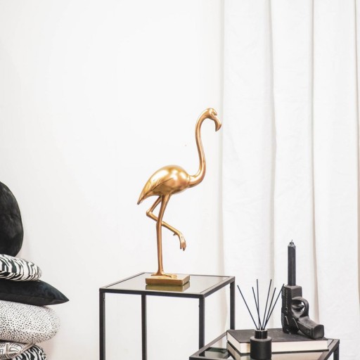 Ornament - Flamingo - Polyresin - Gold - 16,5x10x39cm