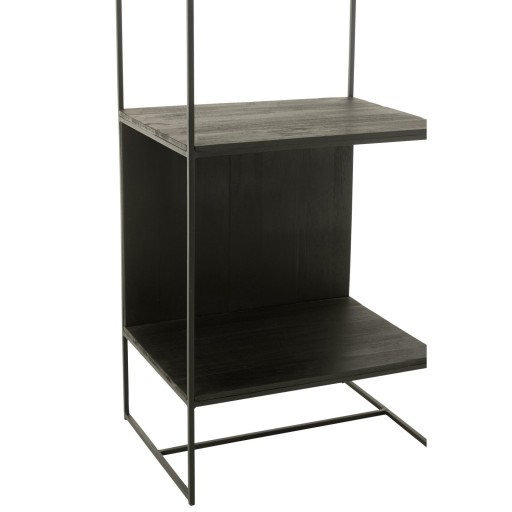J-Line rek Slim Teak - hout/metaal - zwart