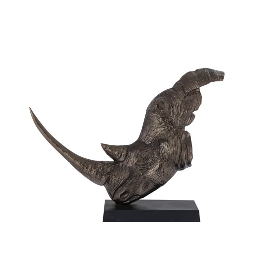 Iriss Brass Casted Alu Rhino Statue Black Base