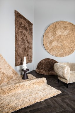 Jups Beige Fabric Handwoven Carpet Round S