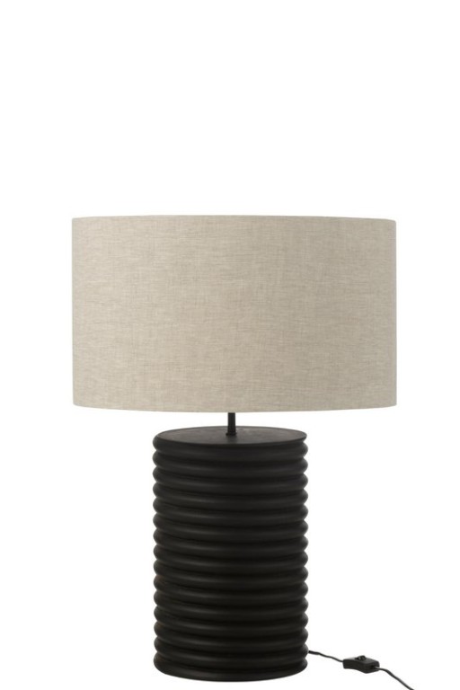 J-Line Table Lamp Screw Thread Wide Ailanthus Wood Black/Gray
