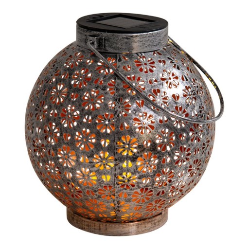 2 Set LED decoration solar light Ø 18 cm outside decoration made of metal in silver with integrated LEDs