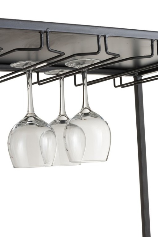 J -Line Cabinet Wine Bottles + Glasses - Metal/Wood - Natural