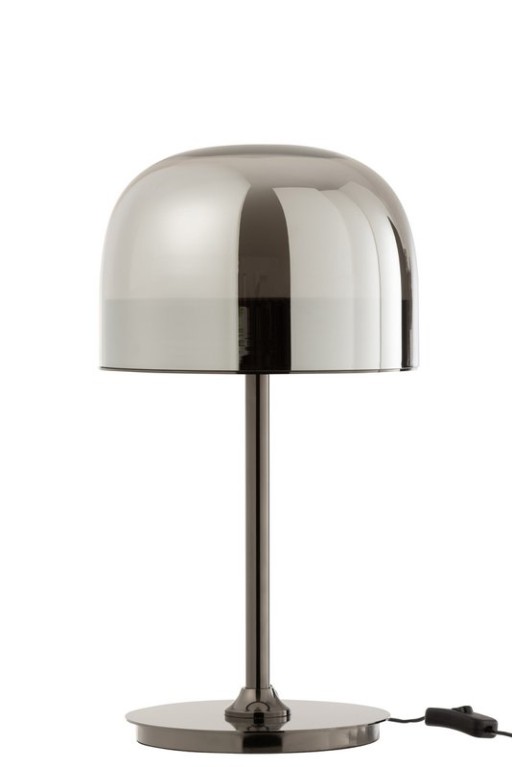 J-Line Tischlampe Topja | Glas/Metall | Silber | Elegantes Pilzmodell