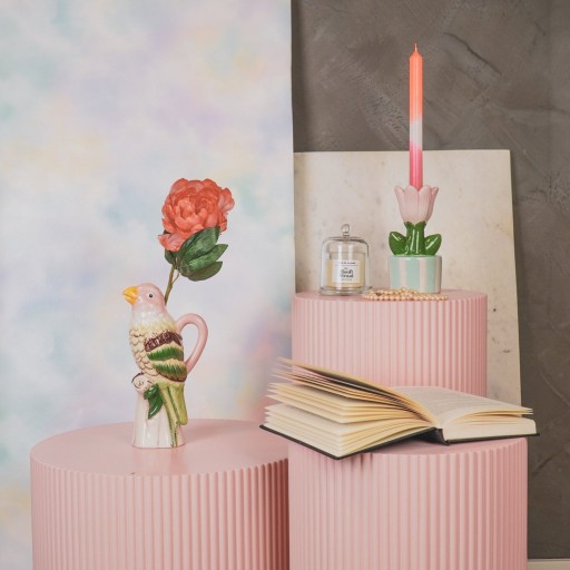 VASE- Bird-dolomiet-roze-12*9*23cm