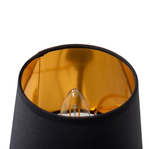 Table lamp "Helge" Ø 18 cm, height approx. 45 cm, made of ceramic in black and gold, black text blades