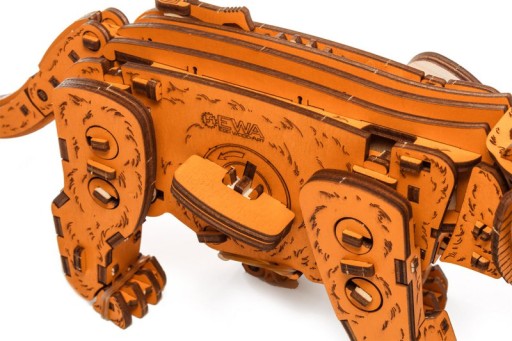 DIY 3D Mechanical Wooden Puzzle, Kitten Ginger, Eco Wood Art, 3847, 35.1x8.4x14.5