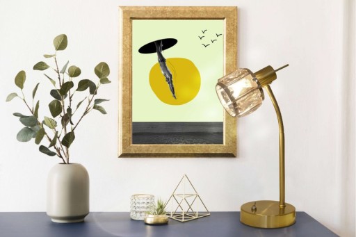 LED table lamp "Josefa", table lamp made of gold and glass in gold, with E14 socket, for dining room, living room, hallway or office, for living room, dining room or as a bedside lamp, 34.5 x 17.5 cm