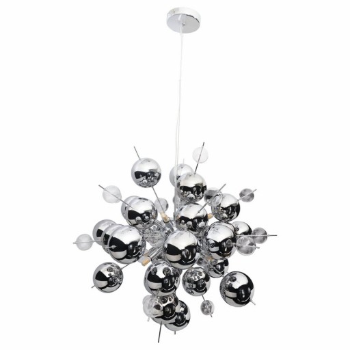 Pendelleuchte "EXPLOSION" chrom aus Metall und Glas, G9 Fassungen, Hängelampe für Esszimmer, Wohnzimmer, Diele oder Büro, Øca. 65 cm