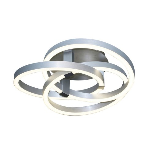 Smart Home LED ceiling light "Divora" Ø 70 cm, ceiling lamp made of metal, aluminum brushed and white plastic, with many functions, firmly built -in LEDs, lighting for living room, dining room office or hallway