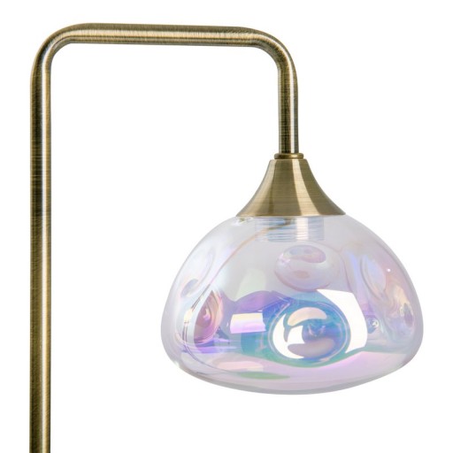 LED table lamp "Varna", table lamp made of brass -colored metal and iridescent glass, firmly built -in LEDs, 45 cm high, stylish lighting for living room, dining room or hallway