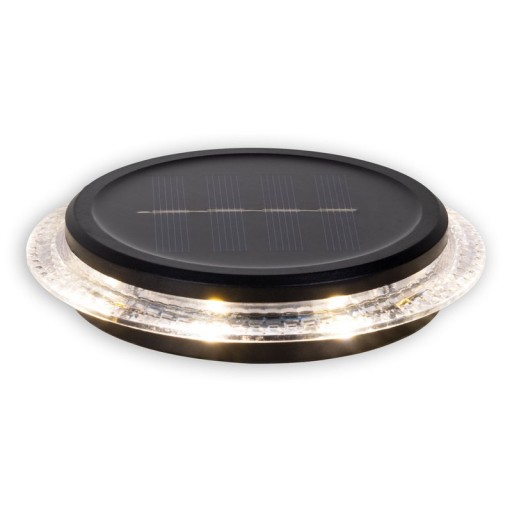 6 Set Solar-Boden-Sprießleucht Ø approx. 11.2 cm, black plastic, twilight sensor, for entrance, terrace and paths