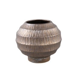 Cherith Bronze Runder Keramiktopf | M, Rippendesign