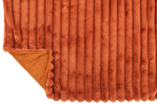 J-Line plaid Large Corduroy - polyester - roest - 180 x 130 cm