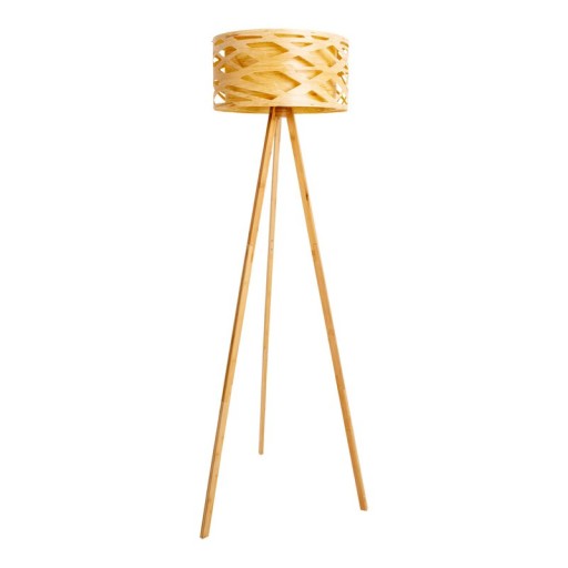 Standing lamp "Finja" made of natural-colored plastic/Holzimitation, with E27 version Lighting for living room, dining room or office, 148 cm high