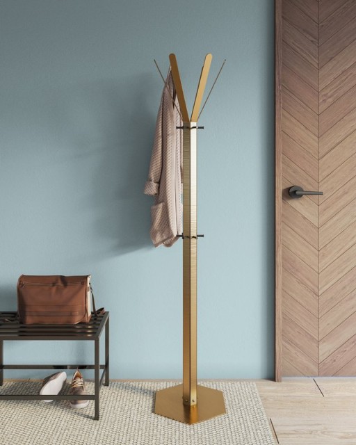 Gorillz Molto - Industrial - Standing Coat Rack - 14 Coat Hooks - Yellow