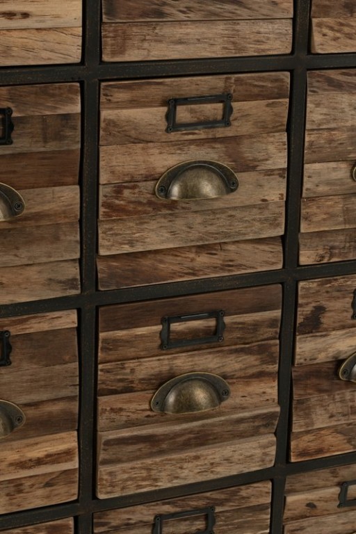 J-Line Cabinet 16 Sliding Wood/Metal Brown