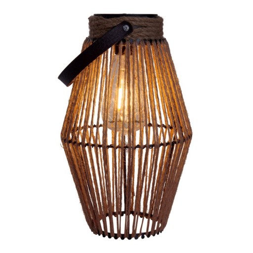 LED solar light "Korbinian" for garden and terrace, decorative lamp made of metal and plastic cord covering in nature, LEDs firmly installed, solar lamp for outside 30 x 18 cm