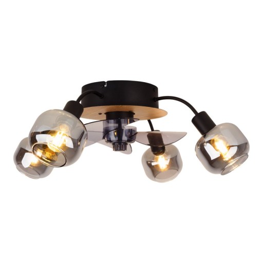 Ceiling lamp including fan "Fumoso", in black, brown and nature, for E27, Ø 51 cm