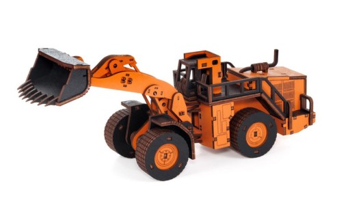 Eco Wood Art 3D Mechanical puzzle, Loader, 3984, Orange, 32.1x11.6x10.3cm