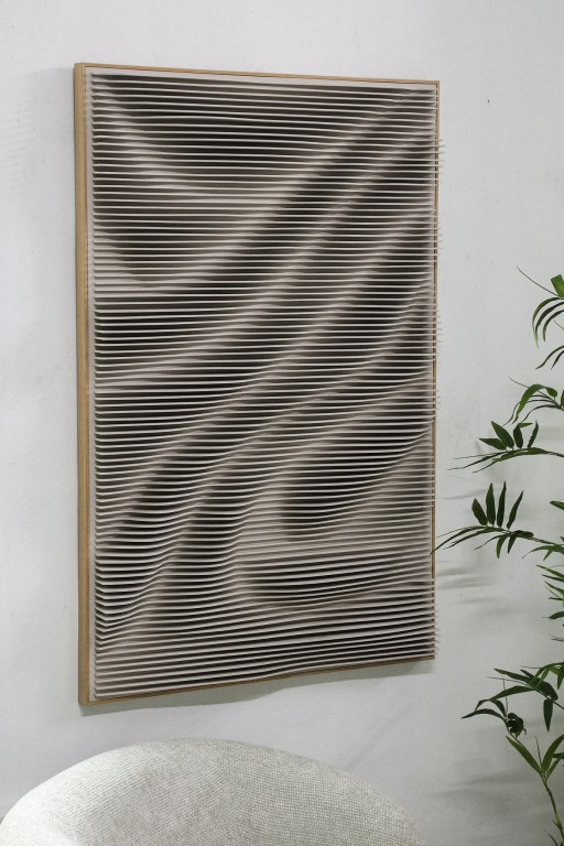 Aleishia Cream Rect Mdf Wallpanel Wavy Design