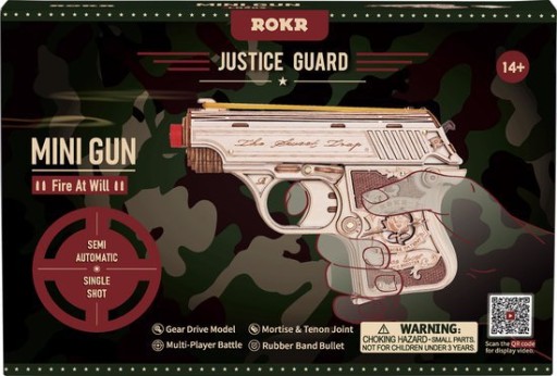 3D wooden puzzle mini gun, robotime, LQ502, 14.5x4x10.8 cm