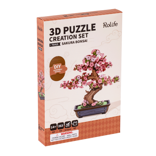 Robotime, DIY 3D Houten Modelbouwpakket, Sakura Bonsai, TG415, 16,1x11,1x17cm