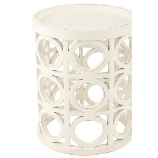 J-Line Bijzettafel Gekerfd Sparhout/Mdf Wit