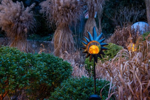 LED solar skewer "Sun" 93.5 cm, for outside, metal and glass earth skewer in black, with integrated LED