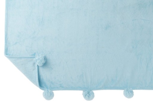 J-Line Plaid Pompom - polyester - sky blue - 170 x 130 cm