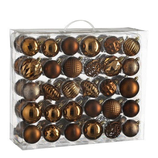 Kerstballen Set - 60 Stuks - Ø7 cm - Onbreekbaar - Bruin